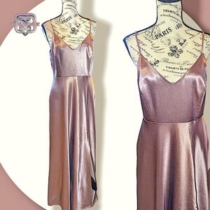 Birdy Grey Jay Metallic Wet Look Mauve Pink Slip Dress